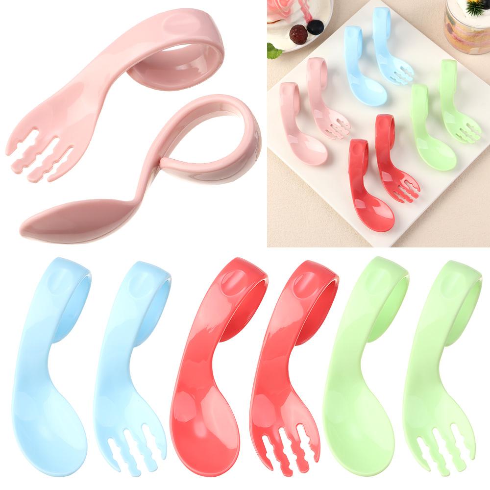 Portable Tableware Sets Antislip Utensils Infant Training Baby Twist Fork Spoon Suit 2Pcs/Set