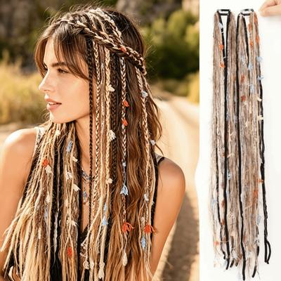 2pcs Ethnic Hair Gradient Color Dreadlock Braids Long Clips In Hair Extensions  Daily