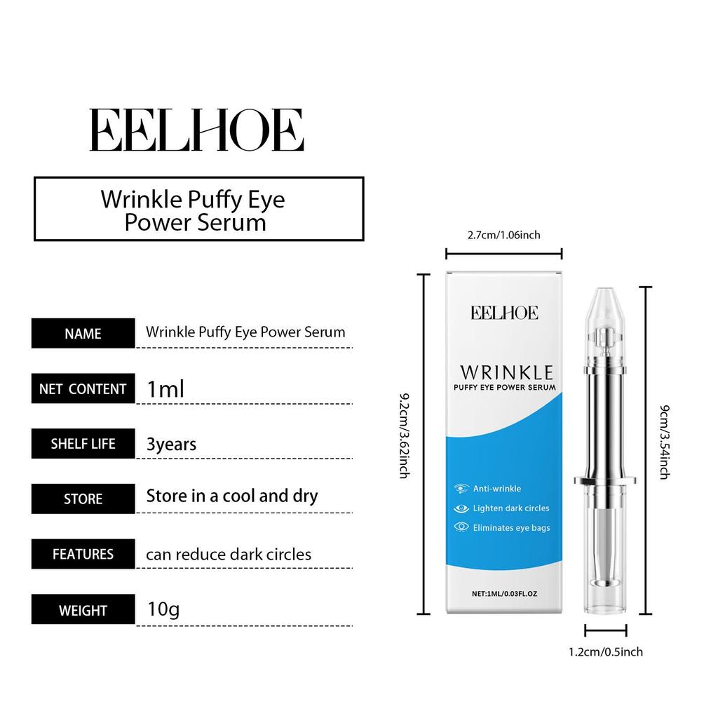 EELHOE Hyaluronic Acid Eye Essence Lightening Dark Circles Remove Eye Bags Anti Puffiness Nourishing Lifting Eye Contour Serum