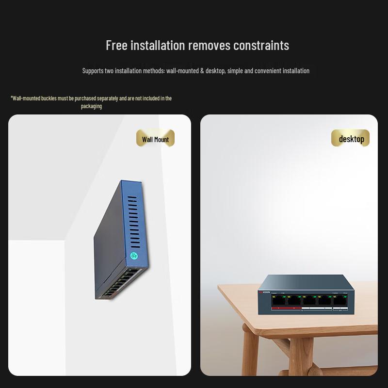 Hikvision DS-3E0105SP-E 5-Port Fast Ethernet PoE Surveillance Switch CN Plug (adapter Included)