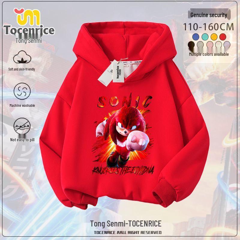 Sonic the Hedgehog Fleece-Lined Kids Hoodie - Trendy Spring/Autumn Jacket for Boys & Girls