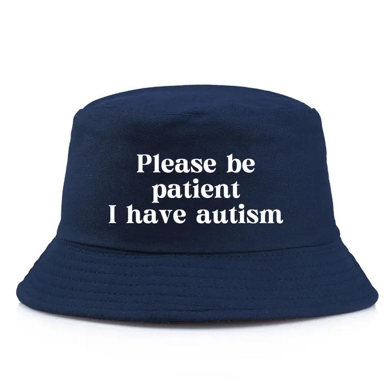 Bitte haben Sie Geduld, ich habe Autismus Aufdruck Bob Wende-Bucket Hat Fischerhut Unisex Erwachsener Tägliche Sonnenblende Panama Hüte