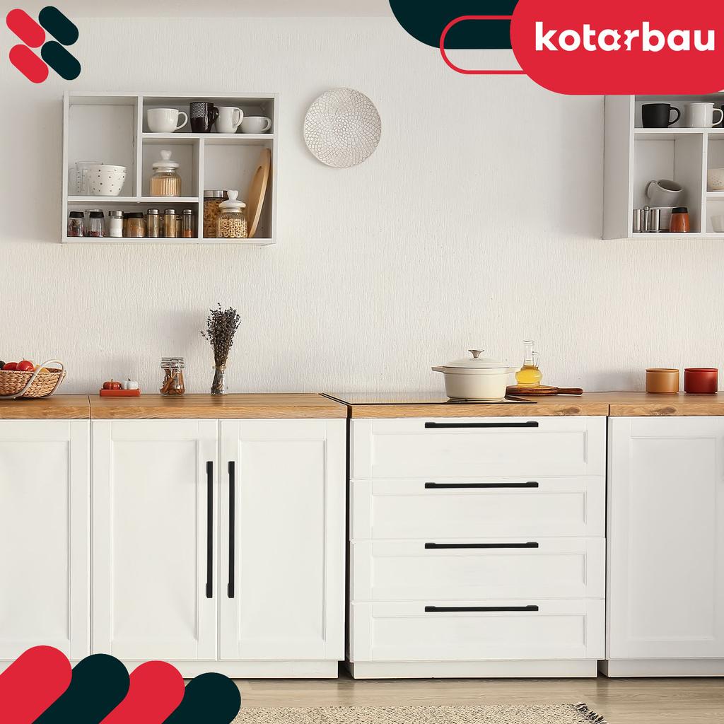 KOTARBAU® Kitchen Furniture Handle Classic Modern Oblong Long Matte Black 221 MM Spacing 192 MM Set of 6