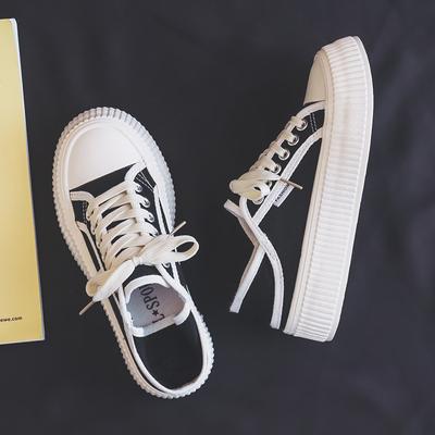 Two Wear White Shoes Canvas Shoes Women's Spring New Biscuit Shoes Thick Baseplate Shoes