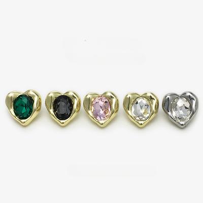 Creative Heart-shaped Buttons 12mm Fashionable Gemstone Shank Buttons Clothing Sewing Accessories 10 Pieces