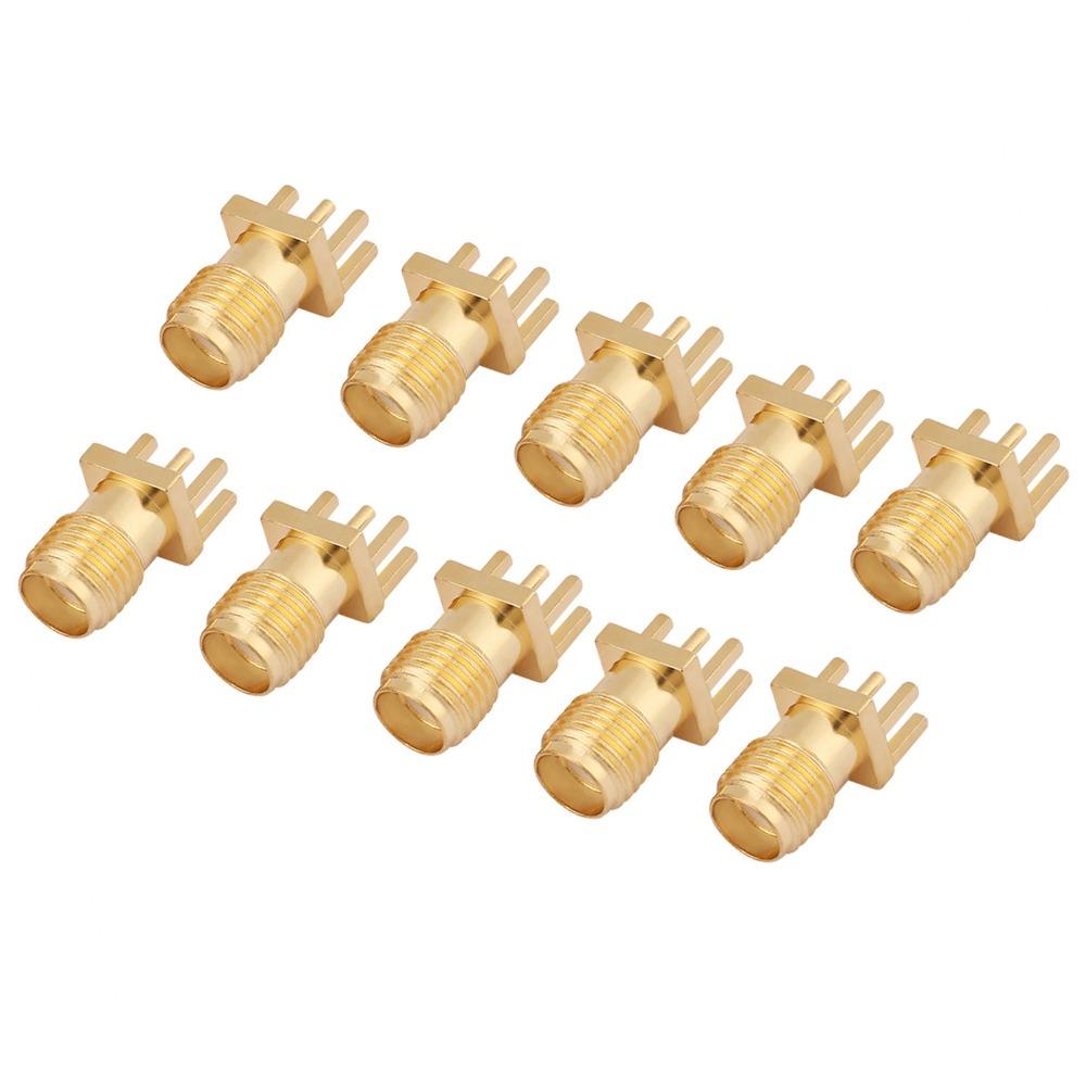 10PCS Copper SMA Female Connector 50 Ohm Impedance Gold Plated RF Connector 1.6mm Clip Edge RF Connector Adapter RF Applications