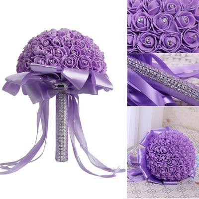 Romantic With Handle Home Decor Party Accessories Engagement Artificial Flower Rose Bouquet Foam Roses Bride Holding Flower