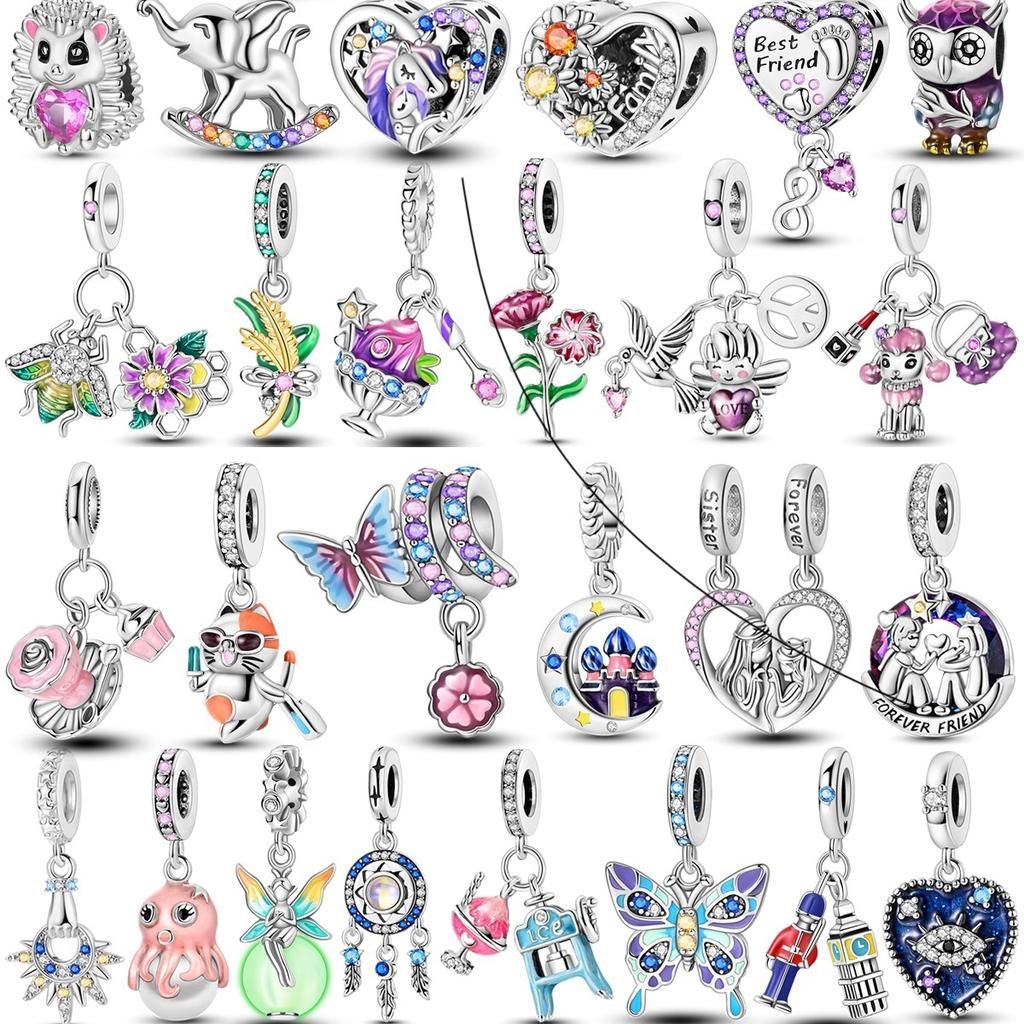 Authentic Accessories Bracelets Newest Charm Bead Charms Bead copper Butterfly Heart Shape Dangle Safety Chain Jewellery Do It Yourself Gift