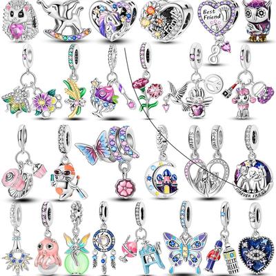 Original Accessories Bracelets Newest Charms Bead Copper Butterfly Heart Shape Dangle Safety Chain Jewelry Diy Gift