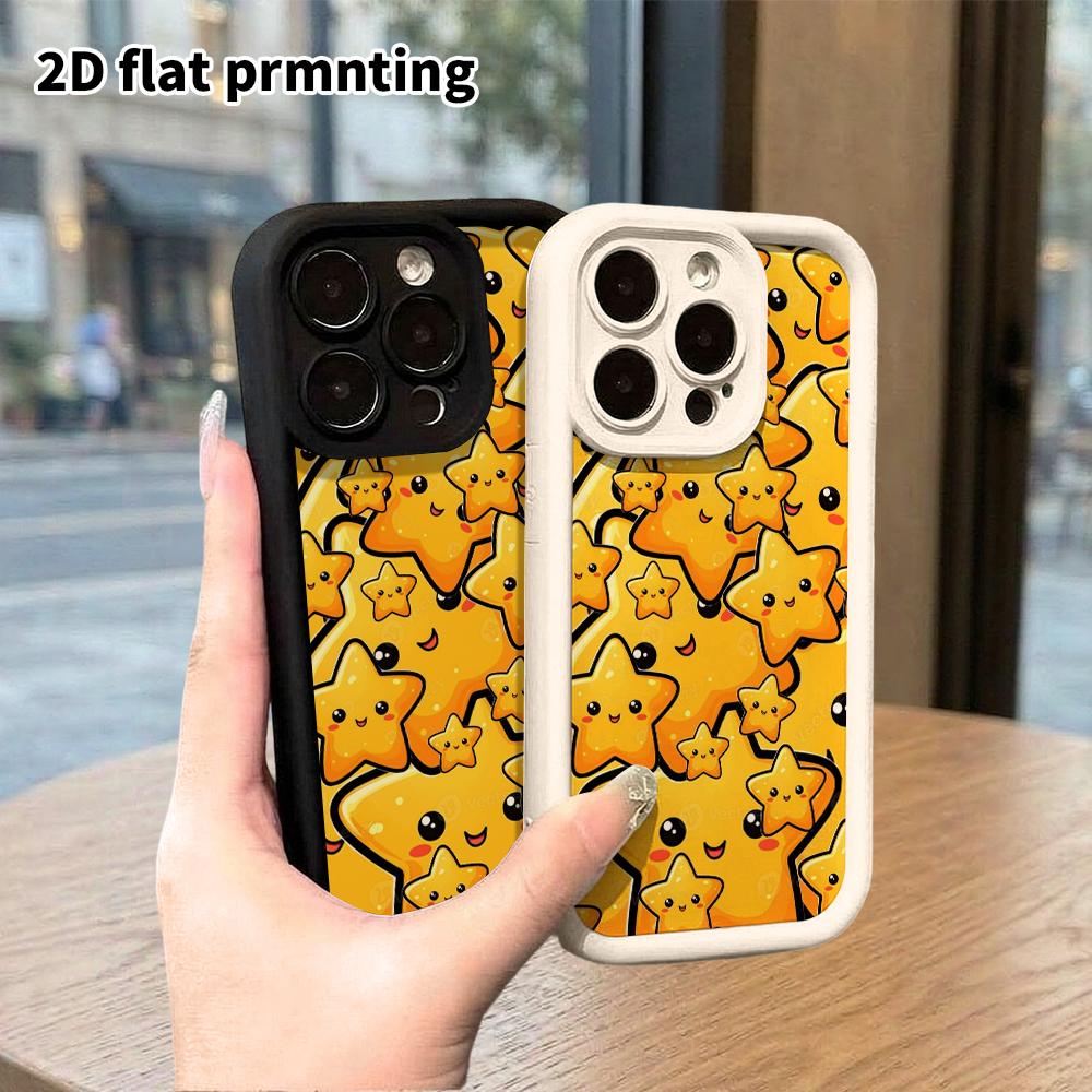 Phone Case: 2D Flat Design Suitable for iPhone 18 17 16 15 14 13 Pro, Cute Stars, Perfect Christmas and Halloween Holiday Gift