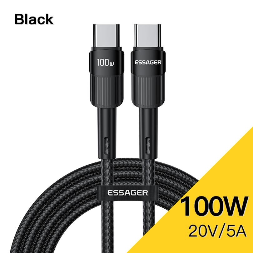 Essager Cablu USB tip C la USB C de 100W Cablu cablu USB-C PD pentru încărcare rapidă pentru Macbook Samsung Xiaomi Cablu USB C tip C