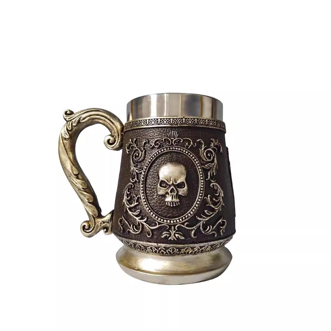 

Кружка-череп из нержавеющей стали: Полимерная кружка для пива и напитков 501-600ml жёлтый