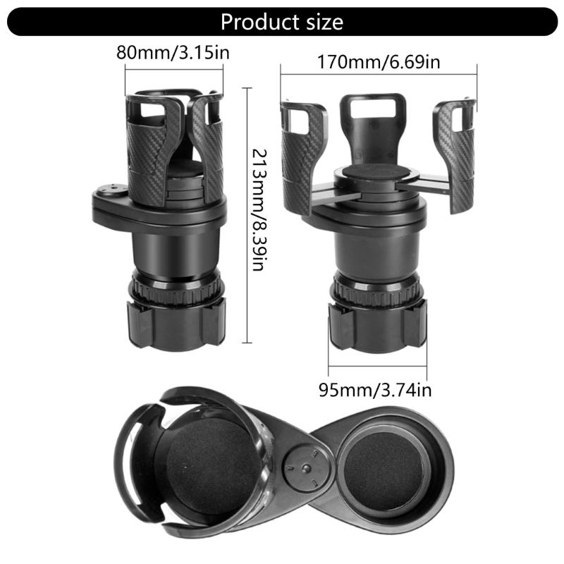 Car Drink Beverage Storage Solution Flexible Adjustment Carbon Fiber Look 360 Degree Rotating Base for Frequent Drivers