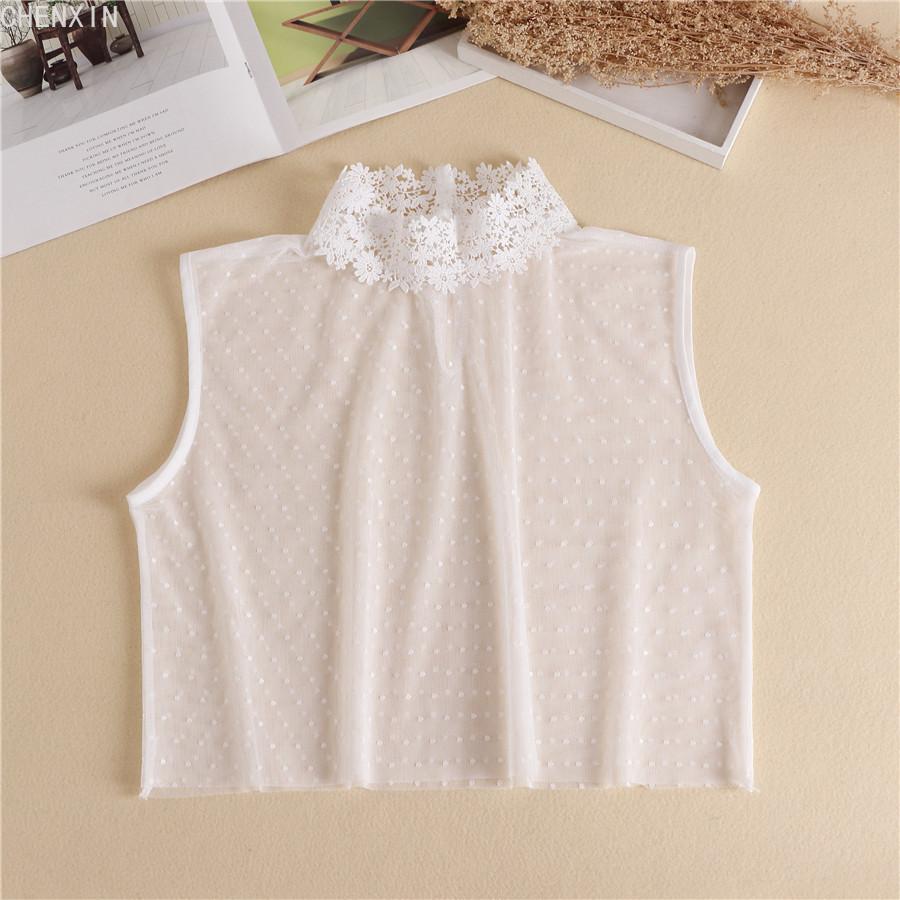 Abnehmbarer Kragen aus Baumwolle für Damen, für Pullover, Bluse, Hemd, gefälschter Kragen, dekoratives weibliches weißes halbes Hemd, falsches Kragen-Zubehör