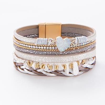 Bohemian Resin Stone Leather Bracelet for Women Girls Multilayer Wrap Wrist Jewelry Gifts