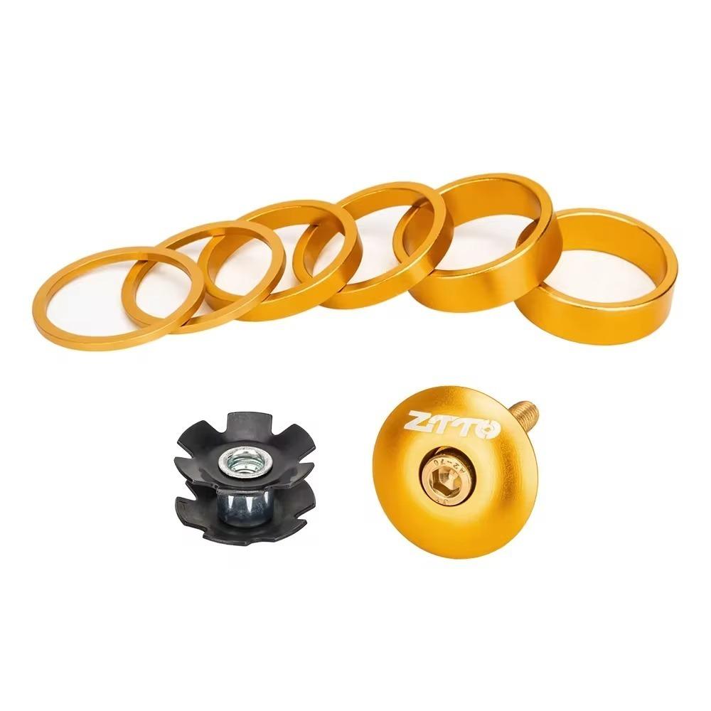 Aluminum Alloy Stem Top Cap Stainless Washer 28.6mm Bike Fork Steerer Tube Star Nut Ring Screw золотой