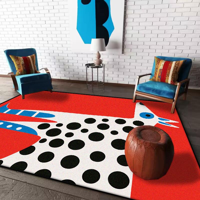 Moderne Abstracte Dierenkleden voor Slaapkamer Rode Tapijten voor Woonkamer Gemakkelijk Onderhoud Antislip Garderobekleed Groot Oppervlak Lounge Tapijt 100*200cm
