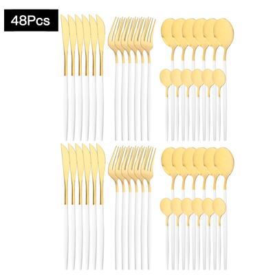 48-teiliges Besteckset aus Edelstahl mit Spiegelpolitur, Messer, Gabel, Löffel, Kaffeelöffel, Besteck für Zuhause und Party