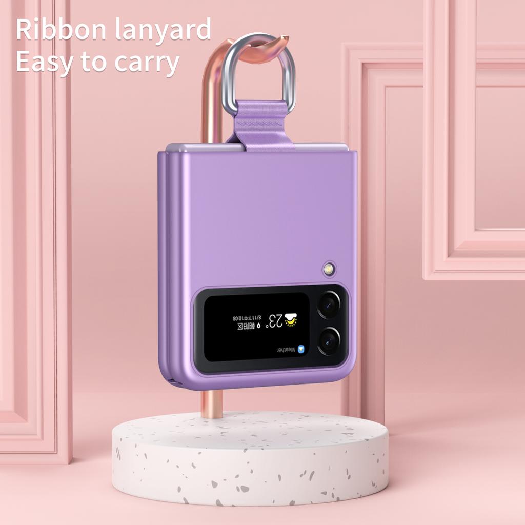 Plain Pc Slim Folding Phone Case For Samsung Galaxy Z Flip4 Flip 4 Flip3 Flip 3 Zflip4 Finger Ring Coque For Samsung Flip4