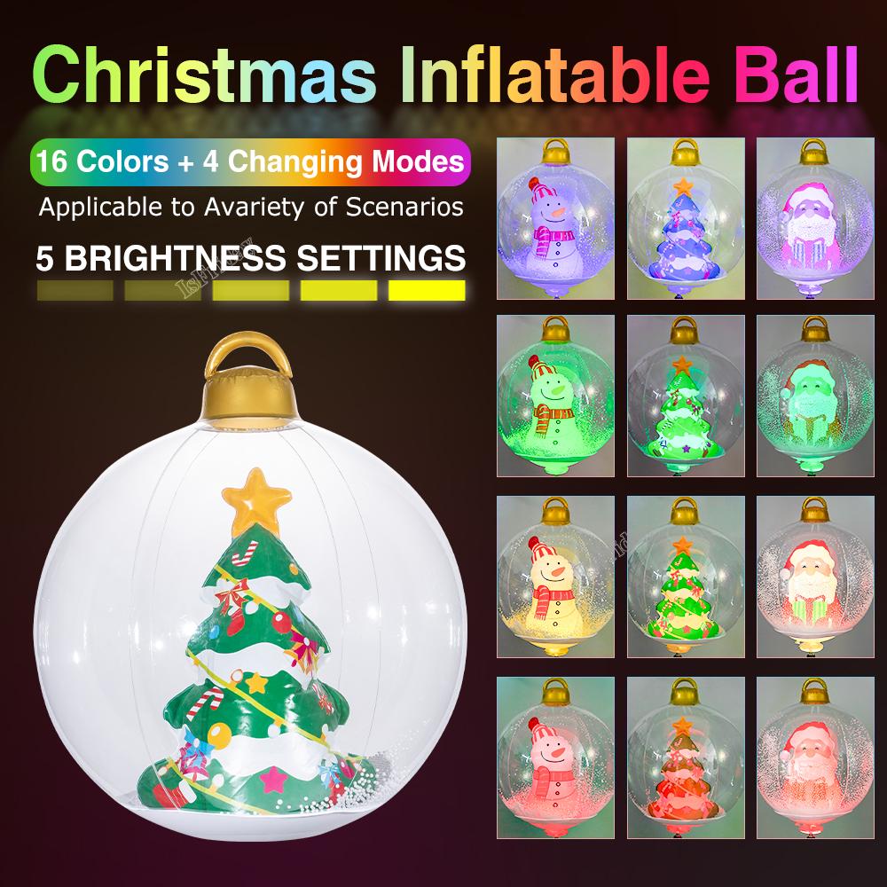 

60cm Giant Luminous Inflatable Christmas Balls With Lights Pvc Outdoor Xmas Inflatable Decor Ball Holiday Yard Lawn Porch Decor 60cm