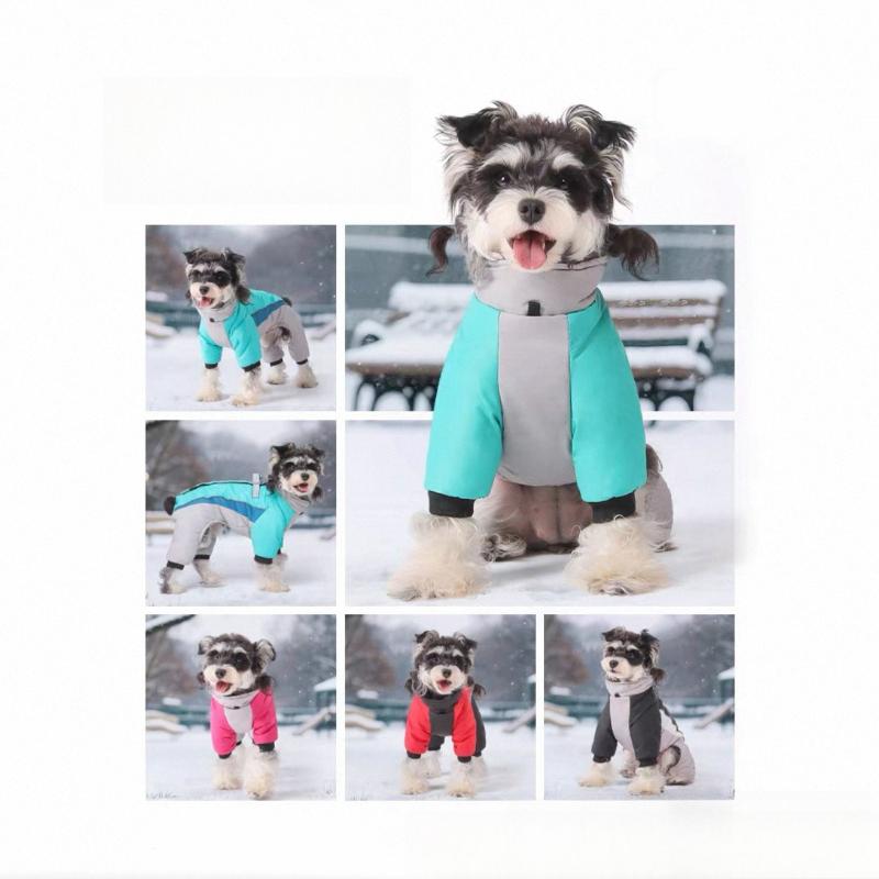 Autumn and Winter Plush Dog Warm Clothes Waterproof and Capable of Pulling Four Legged Clothes Thicken Pet Outdoor Clothing