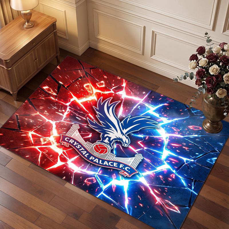 Crystal Palace Football Print Crystal Velvet Rug, Comfortable Water Absorbent Non Slip Indoor Floor Carpet