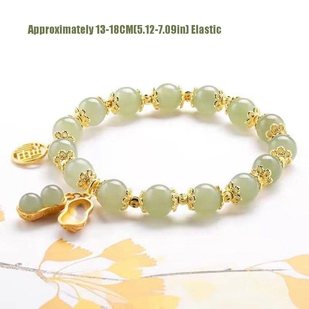 Temperament Natural Peanut Bracelet Horse Imitation Jade Lucky Bracelet Elastic Rope Hand Chain Jewelry Accessories