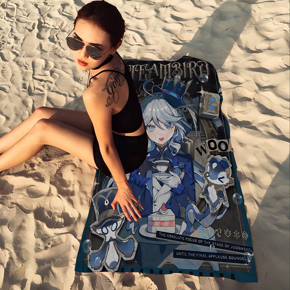 G-Genshin I-Impacts Furina Foutiane Microfiber Beach Towel Absorbent Quick Dry Soft Yoga Swimming Resort Mountain Climbing Towel