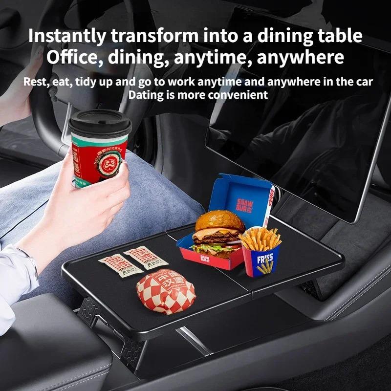 For Tesla Model 3 Y 2017-2025 Dining Tray Central Control Plate Board Center Console Drink Fast Food Table Holder Accessories