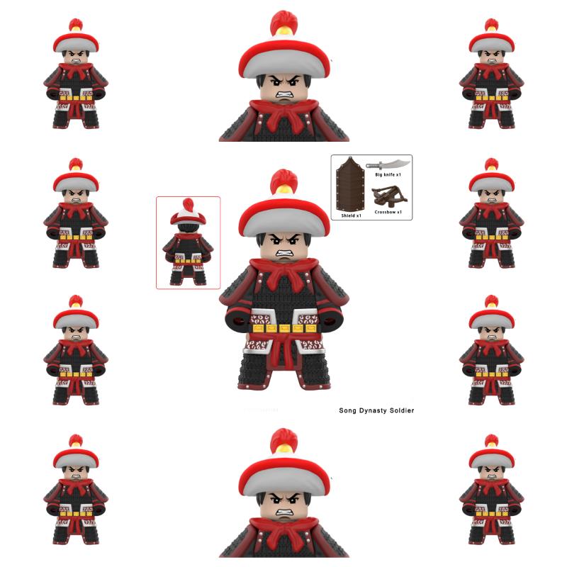 11pcs Ancient Chinese Hero Yue Fei General Military Armor Soldier Action Figures Building Block Sword Helmet DIY Brick Toy