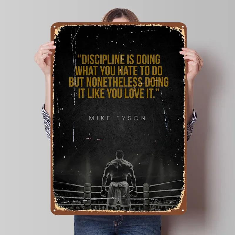 

Mike Tyson Quote - Discipline Boxer Poster Boxing Metal Signs Gaming Room Decoration Custom Tin Plates for Wall Art Decoration 7.9x11.8In(20x30cm)