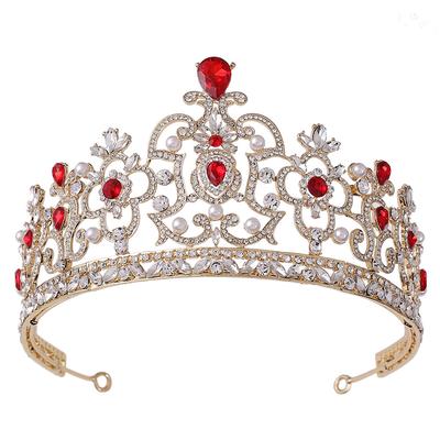 Coroa de noiva Tiara Barroco Aniversário Princesa Acessórios para cabelo Nó Casamento Vermelho Faixa de cabeça Acessórios