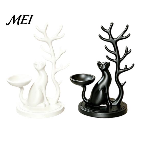 Small Countertop Organizer Cute Cat Tree Branch Jewelry Organizer, 3D Printed Earring Bracelet Hair Gifts for Lovers Tie Storage Holder, Decorative