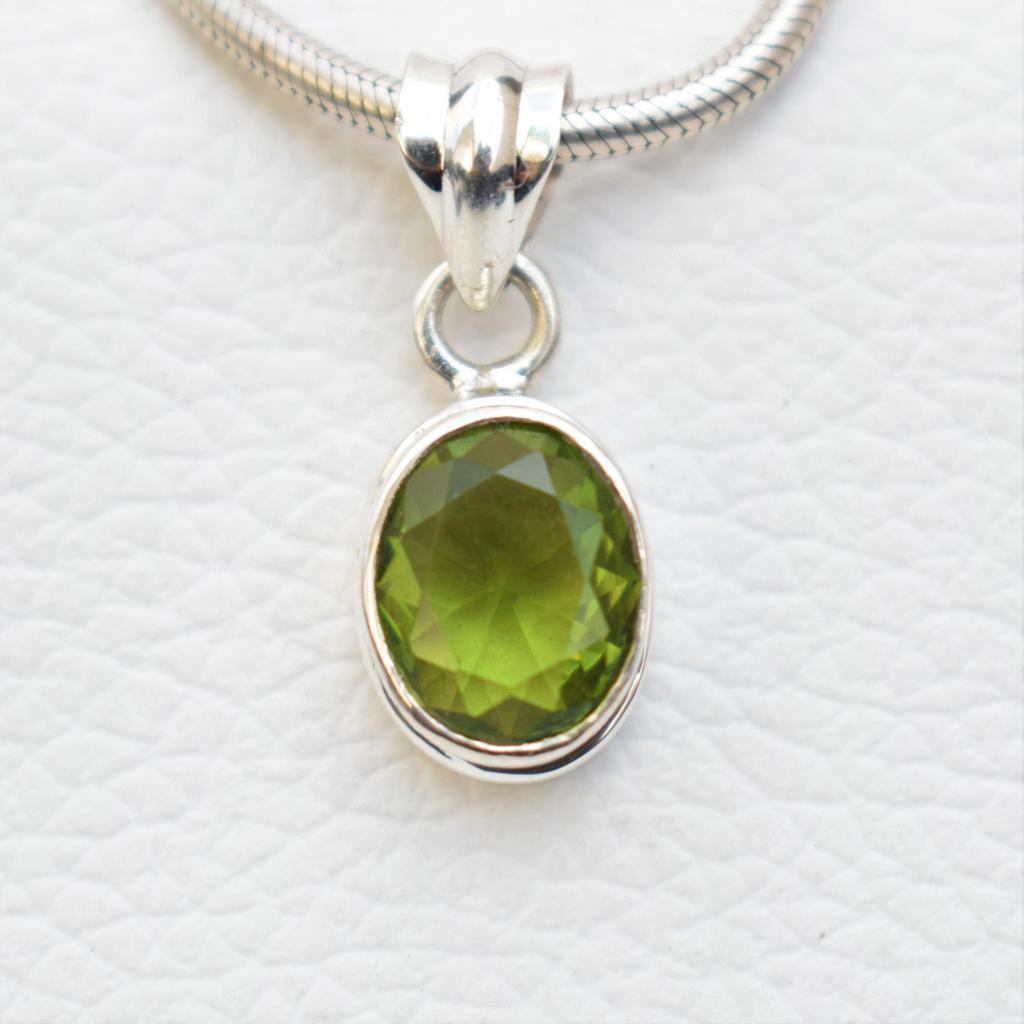 Natural Peridot Pendant-Handmade Silver Pendant-925 Sterling Silver Pendant-Oval Peridot Pendant-Anniversary Pendant-August Birthstone