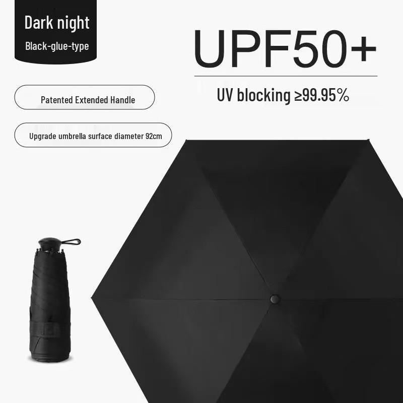 Compact UV Protection Umbrella: Solid Color, Extended Handle for Sun/Rain, Portable Folding Design for Girls