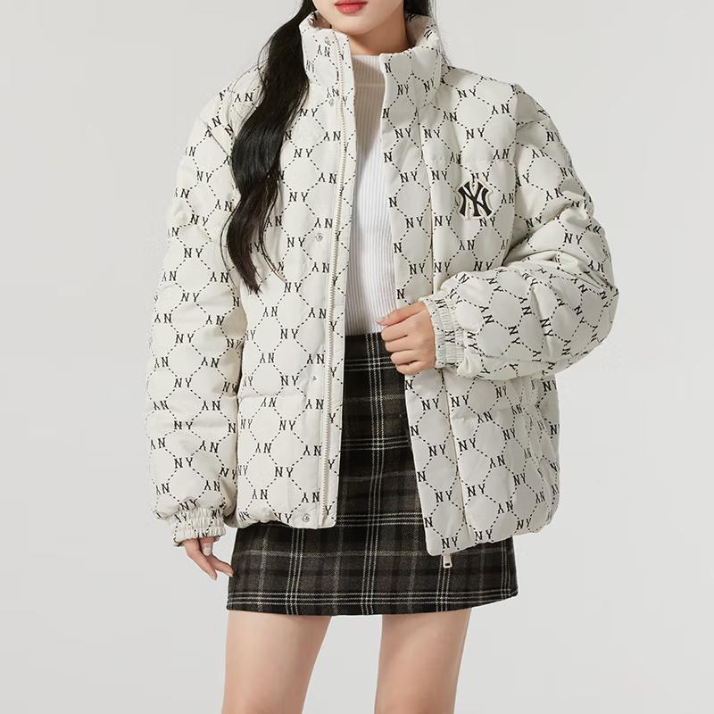 New MLB New York Yankees Monogram Collection Down Jacket Unisex Dark Cream 3ADJM1046-50CRD