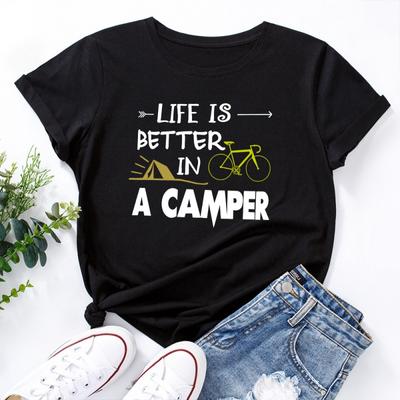 Creative Letters Pattern Street Cotton Short Sleeve Fashion Women's T-shirt Summer Plus Size Women's T-shirt Loose Women's Tops