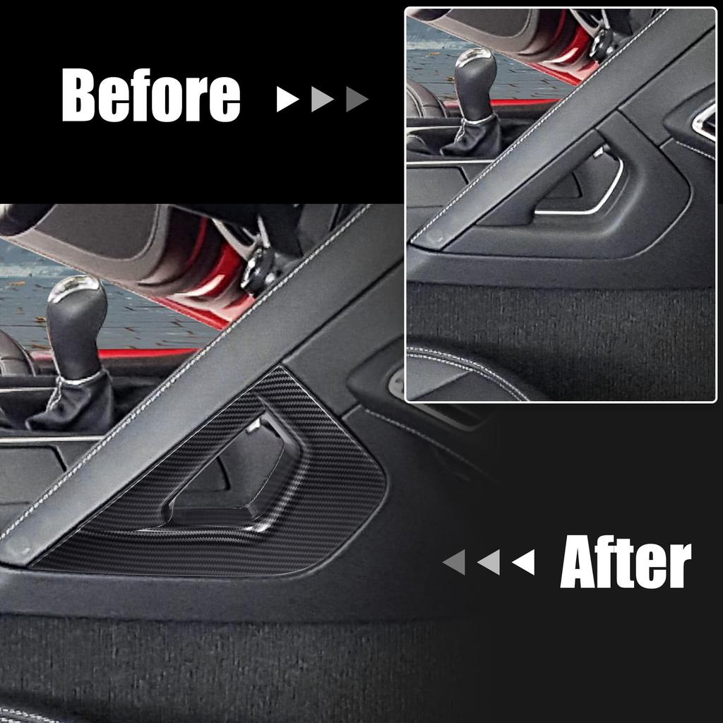 ACROPIX Console Center Armrest Cover Trim for Chevrolet Camaro C7 (2014-2020), Plastic Interior Panel, Carbon Fiber Pattern, Custom Fit, 2 Pieces