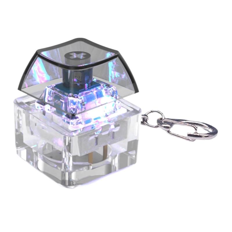 1PC 1-Key LED Light Keyboard Clicks Toy Keycap Tester For Stress Relief And Sensory Play Transparent ABS