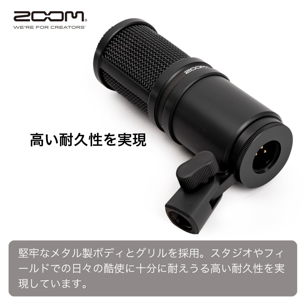 Zoom XLR Dynamic Microphone for YouTube Professional Black Streaming, Vocals, Gaming, Recording, Podcasts, Narration, - Noise-Canceling, ZDM-1