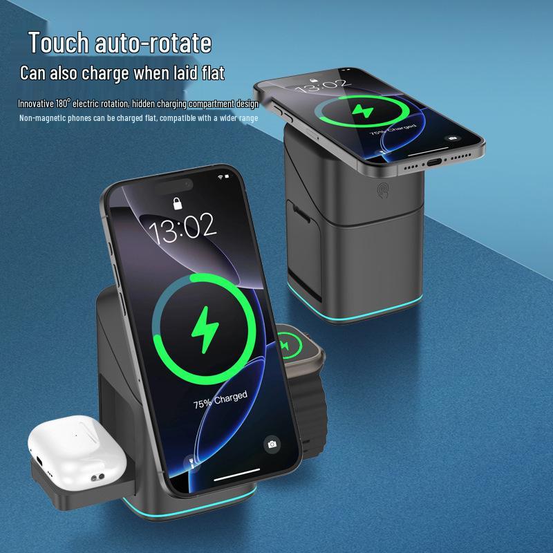 3-in-1 Magnetic Rotating Wireless Charger for Apple Phones