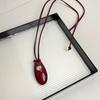 Korean blogger burgundy black oval long necklace popular niche premium acrylic pendant sweater chain