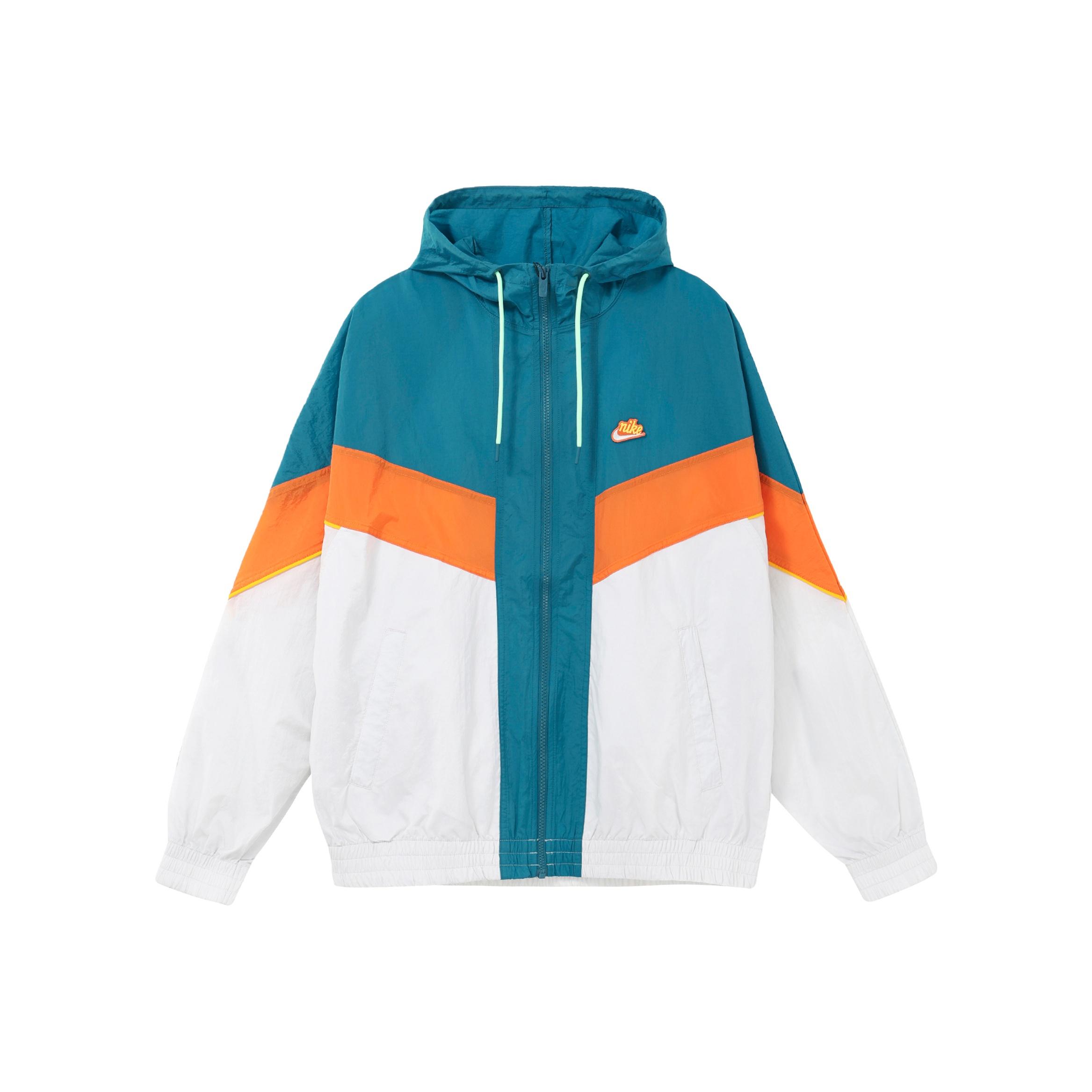 

Nike Colorblock Тканая спортивная повседневная куртка с капюшоном Мужские куртки Синий Белый Оранжевый DC0502-301 XXL
