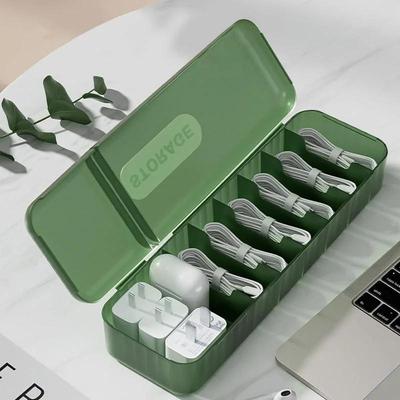 Kabel-Aufbewahrungsbox, Organizer, Aufbewahrungsbox für Ladekabel mit 7 Fächern, wiederverwendbarer Aufbewahrungskoffer für Datenkabel für Zuhause und unterwegs