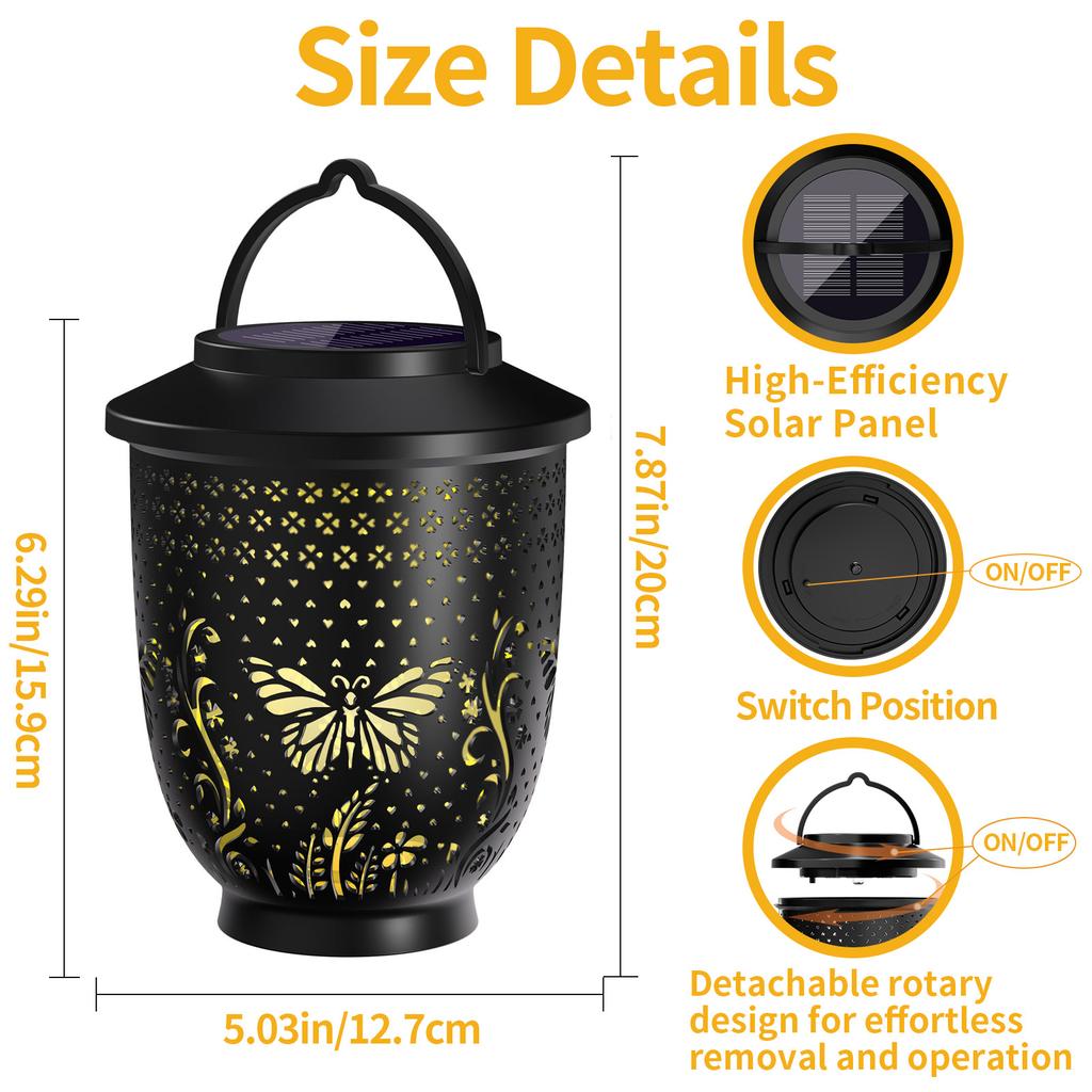 Solar Outdoor Butterfly Projection Light Waterproof Solar Hanging Lantern LED Atmosphere Lighting Courtyard Garden Lawn Decor