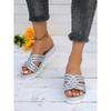 Women's Large Size Spring and Summer New Fashion Rhinestone High Heel Wedge Sandals Women's Muffin Platform Slipper