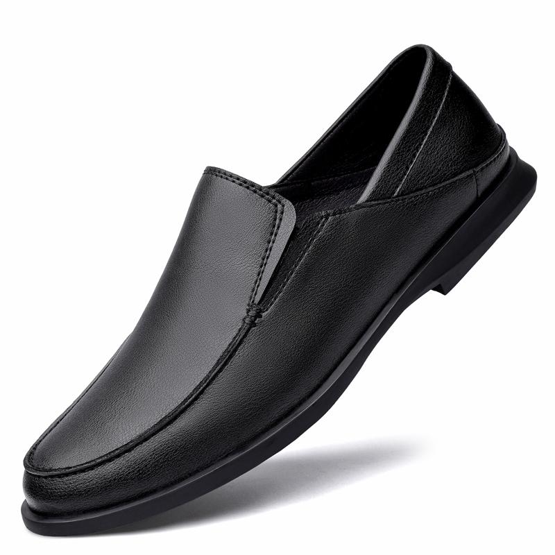 Newest Classic Men'S Loafers Genuine Leather Casual Shoes Men Soft Slip On Black Flats Male Business Hollow Breathable Dress Shoes