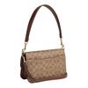 Coach Borsa a tracolla media da donna Brynn 23, logo del marchio, chiusura a scatto, ecopelle e pelle bovina divisa, colore cuoio e marrone