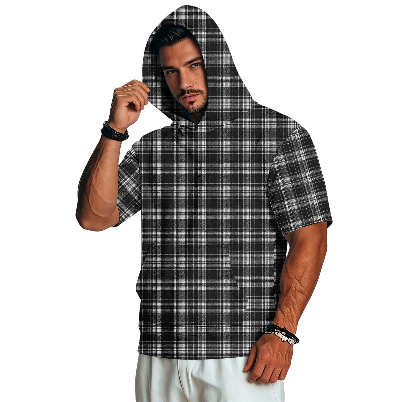 Men s Casual Vintage Lightweight Short Sleeve Hoodie Camouflage Print L