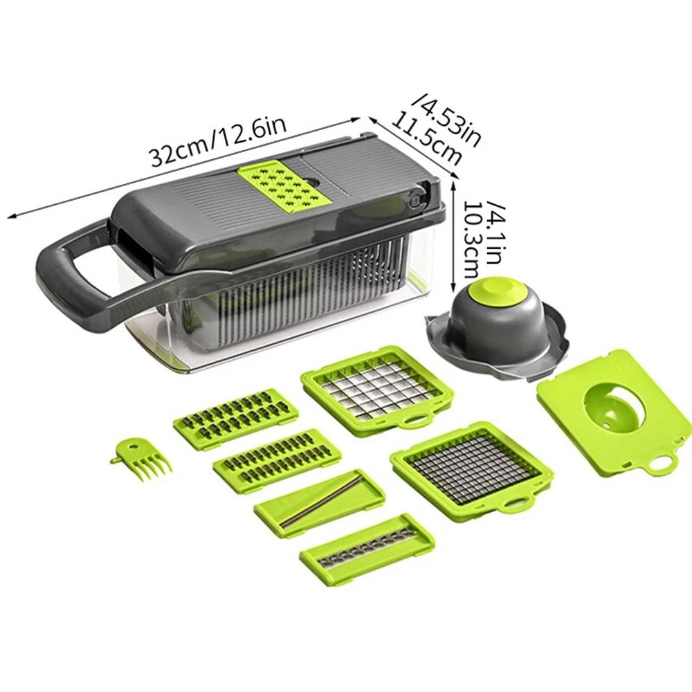 16Pcs Vegetable Cutter Multifunctional Slicer Fruit Potato Peeler Carrot Grater Kitchen Accessories Basket Vegetable Slicer